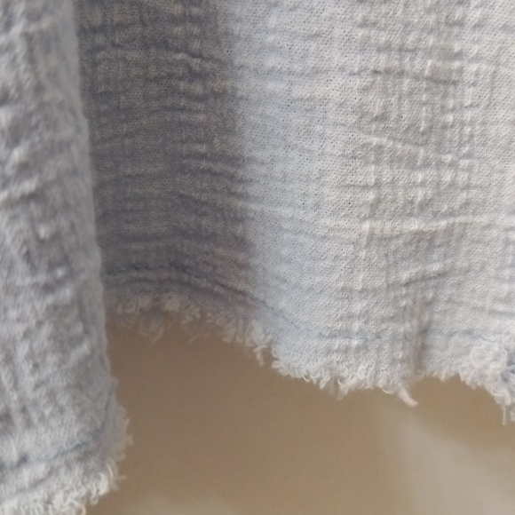 Oli & Hali Oversized Boho Top Button-Up Washed Lace Ruffle Frayed Hem Periwinkle - Picture 15 of 17